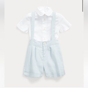 Ralph lauren baby boy romper set “BROADCLOTH SHIRT & OVERALL SET”